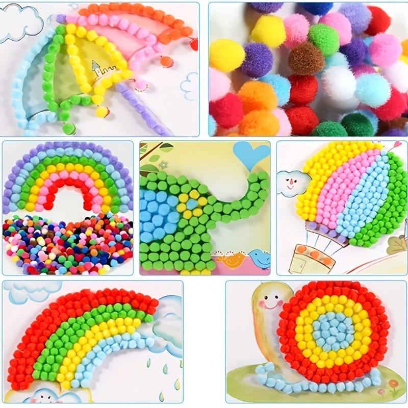 1200pcs Mini Pom Poms Arts And Crafts Back-to-school Gift Puzzle