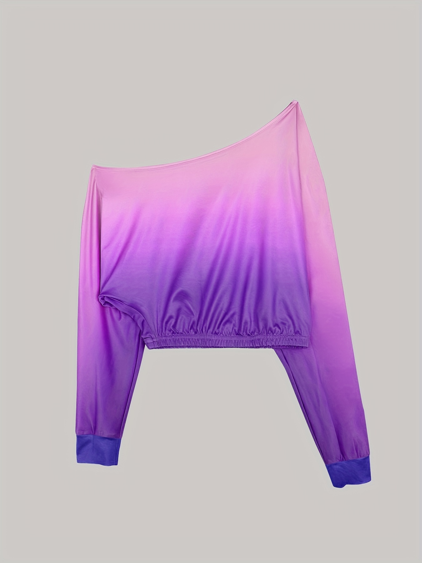 Casual Gradient Two piece Set Cold Shoulder Long Sleeve Top & Slim Pants Outfits