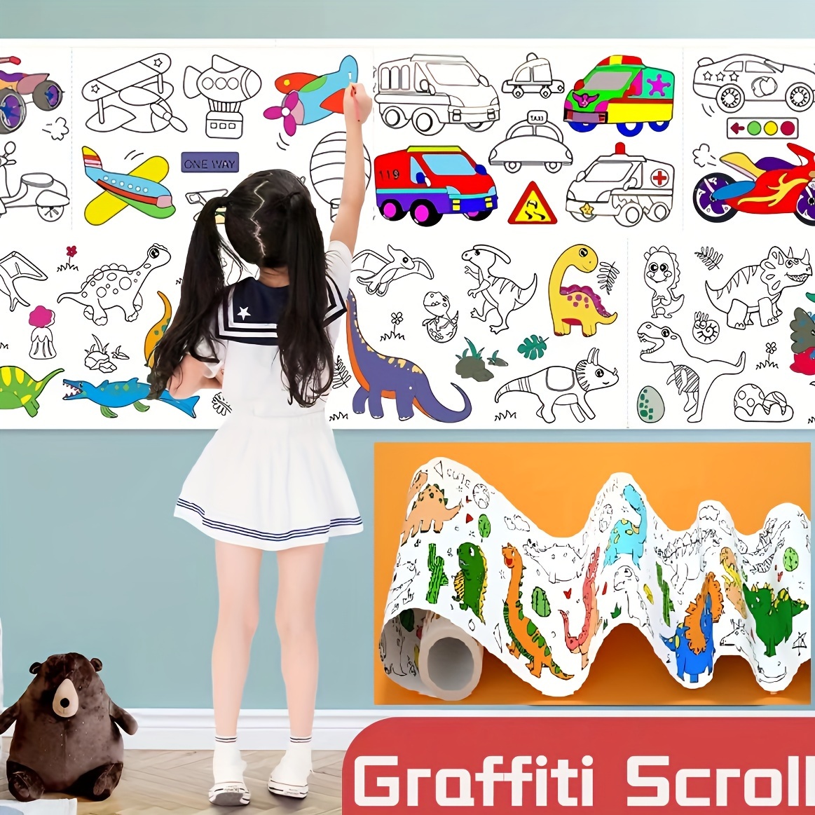 Rotolo da disegno per bambini immagine da disegno Oversize attività di  paternità rotolo di carta da colorare per bambini adesivo da colorare da  parete per bambini 3M - AliExpress