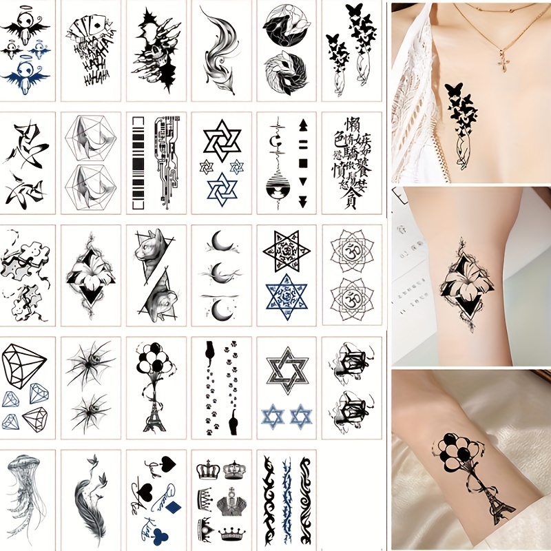 Cute Tattoo Stickers Small Picture Collection Suitable For - Temu