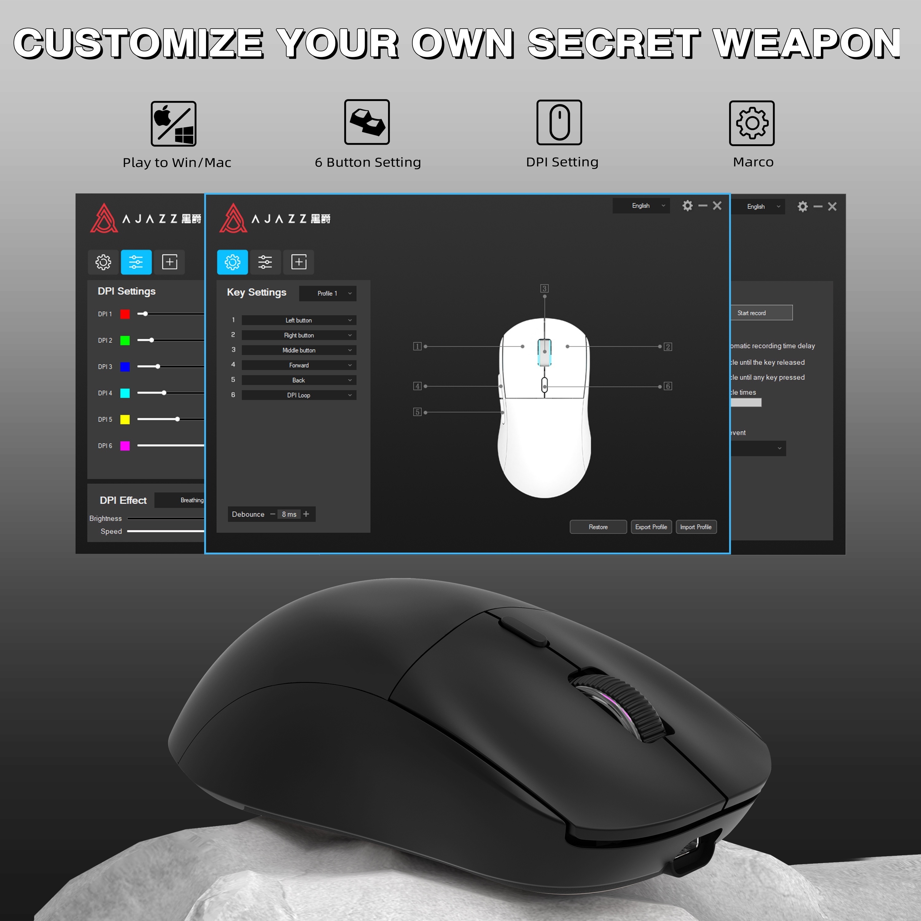 ATTACK SHARK X3 49g SUPERLIGHT Mouse, PixArt PAW3395 Gaming Sensor, BT/2.4G  Wireless/Wired Gaming Mouse, 6 Adjustable DPI up to 26000, 200 Hrs Battery,  G502, Office Mice for Win11/Xbox/PS/Mac (Black): : Computers 