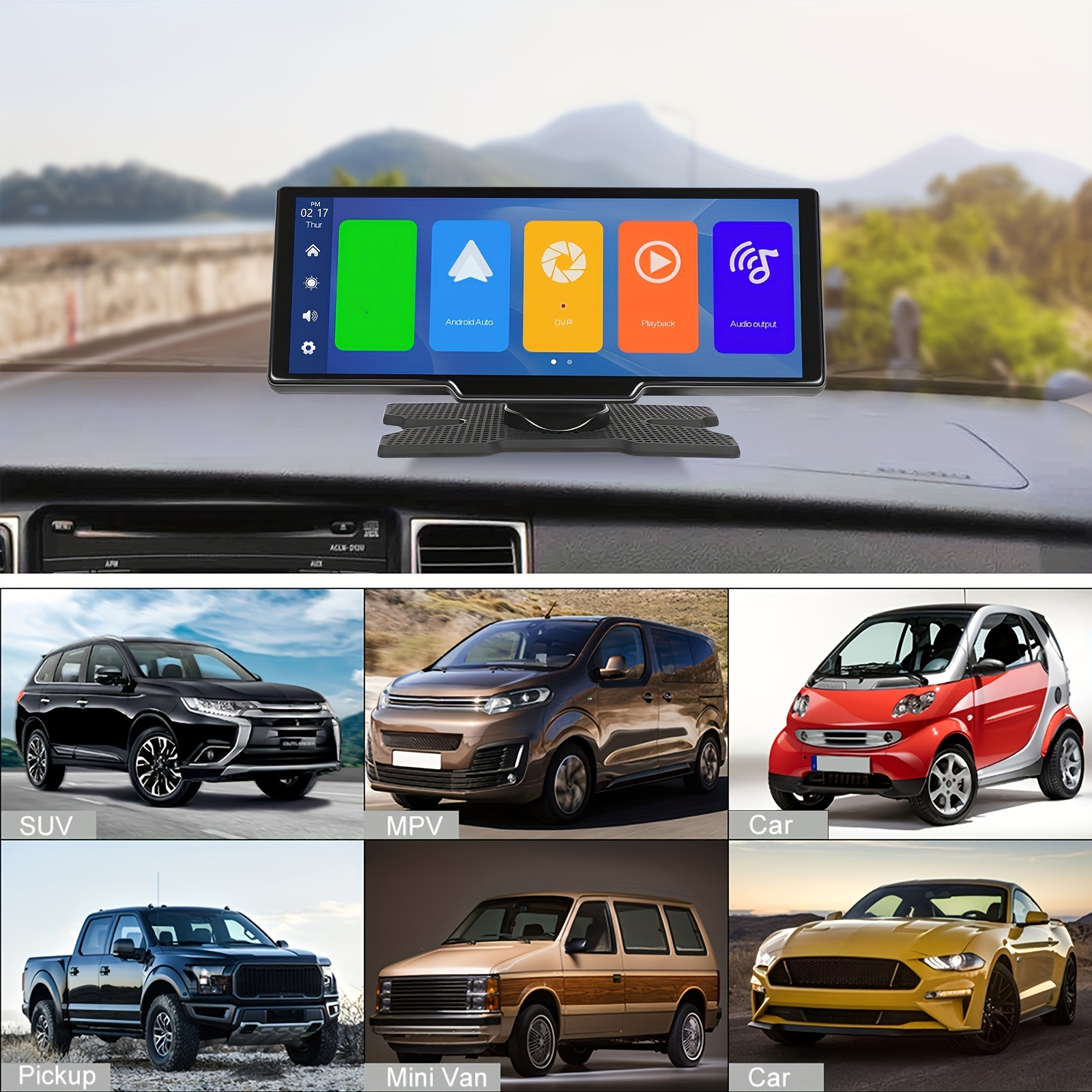 Portable 9.3 Dash Mount Apple CarPlay with 4K Front and Rear 1080P Dash  Cam,Wireless Android Auto Car Play Screen Stereo for Cars, with Backup