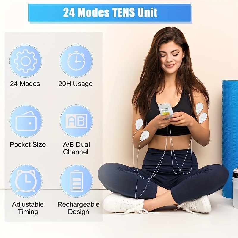 24 Mode Rechargeable Tens Unit Muscle Stimulator For Pain Relief