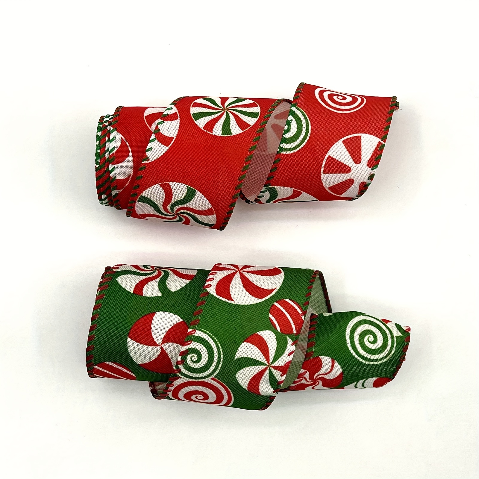 Green/red Christmas Ribbons Fabric Holiday Festival Satin - Temu