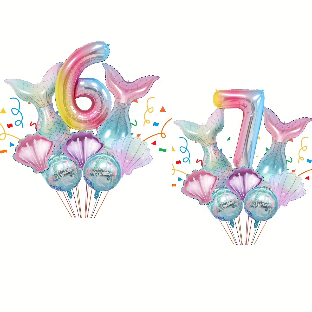 Decoraciones de sirena para el primer cumpleaños, kit de guirnalda de  globos de sirena para niña con concha número 1, globos de aluminio bajo el  mar
