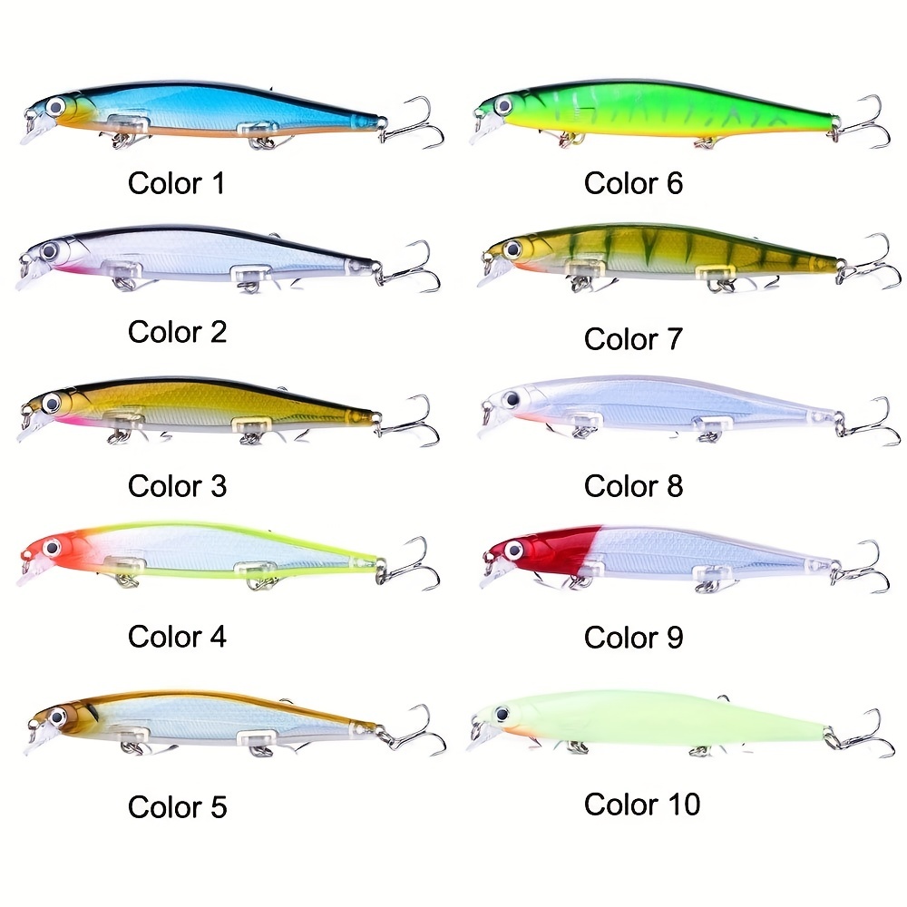 10pcs Fishing Lures Kit: Sink Hard Baits Minnow Crankbait Swimbait for Bass Pike Saltwater and Freshwater