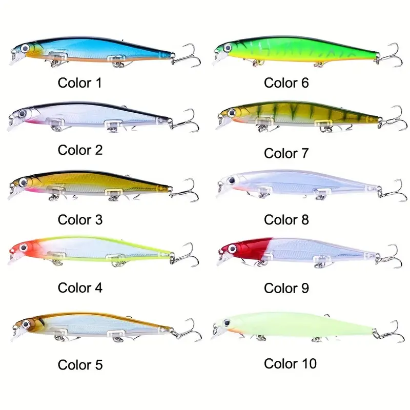 10pcs Premium Bass Fishing Lures Kit - 11cm/4.33in Sink Hard Baits Minnow  Crankbait Swimbait for Bass Pike in Saltwater and Freshwater - 13.5g Weight