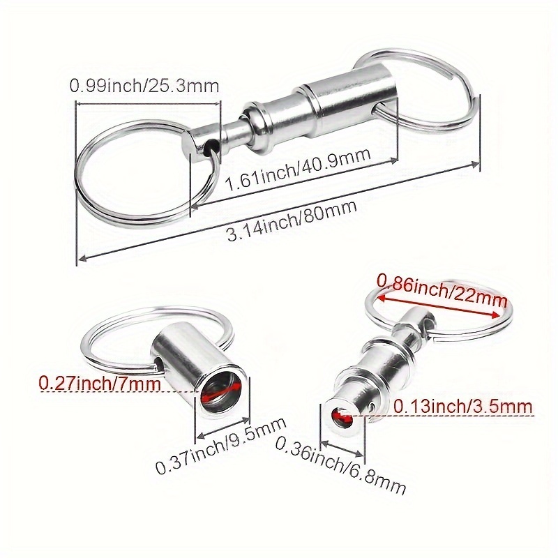 3pcs Quick Release Detachable Keychain Metal Keychain Keyring Pendant