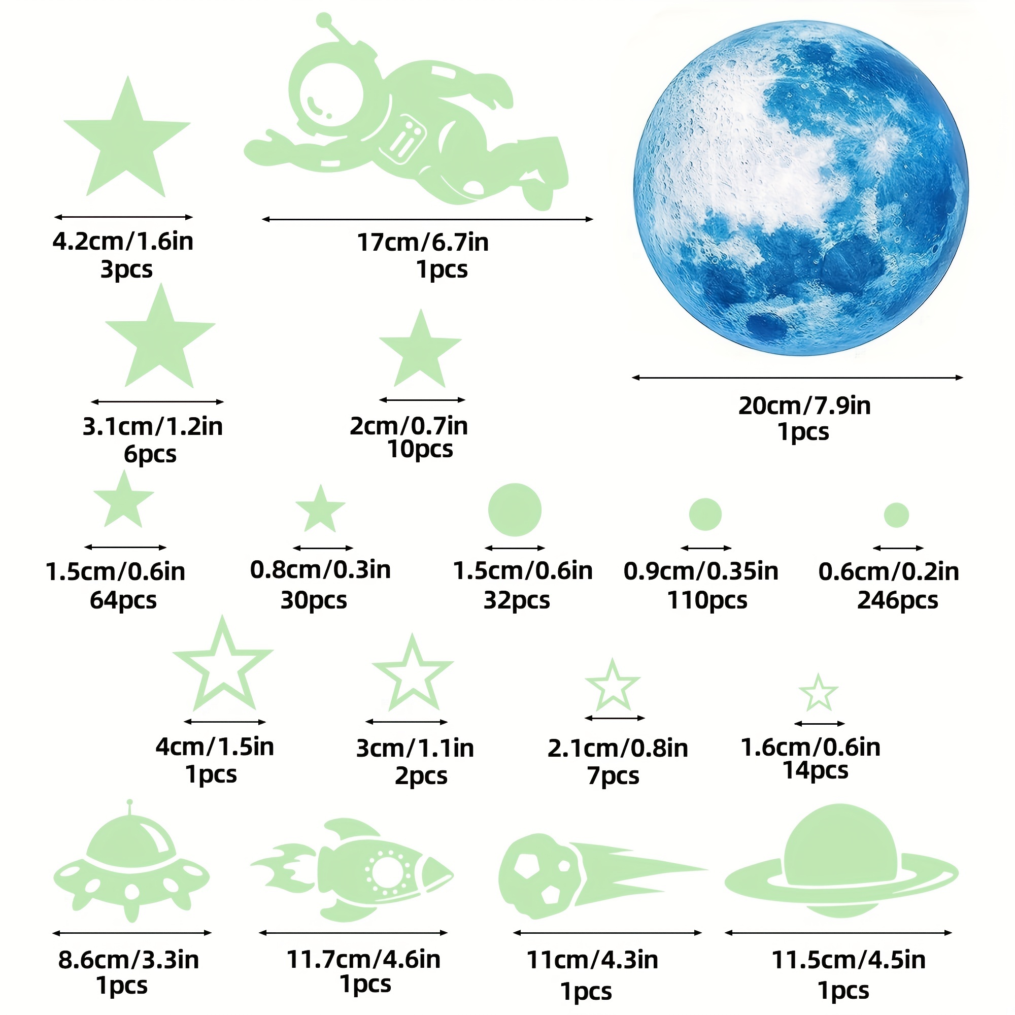 Moon Stars Space Wall Stickers Glow In The Dark Stickers - Temu