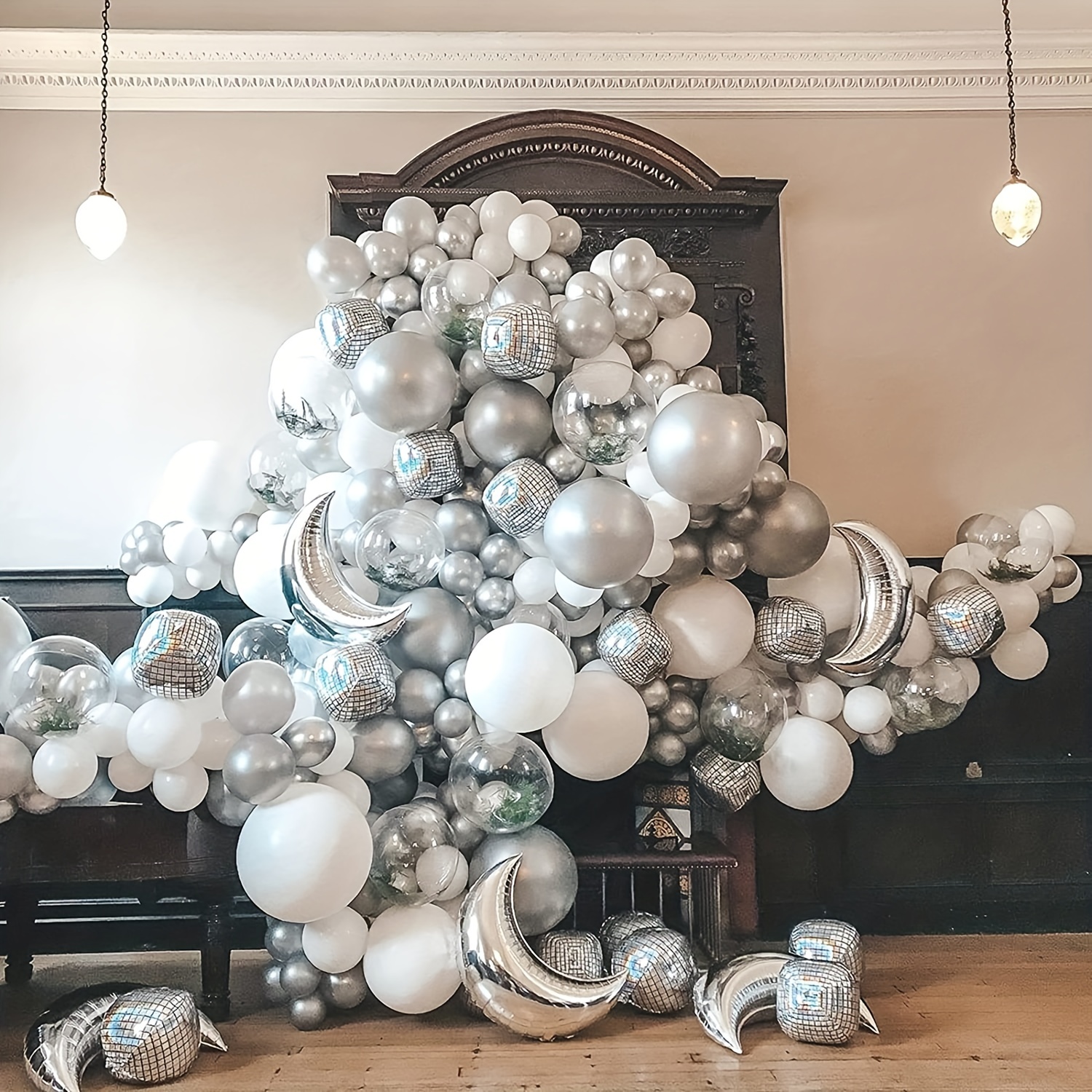 RUBFAC Globos gigantes plateados de 36 pulgadas, 5 globos metálicos de  látex plateado para helio para fiesta de cumpleaños, sesión de fotos, boda