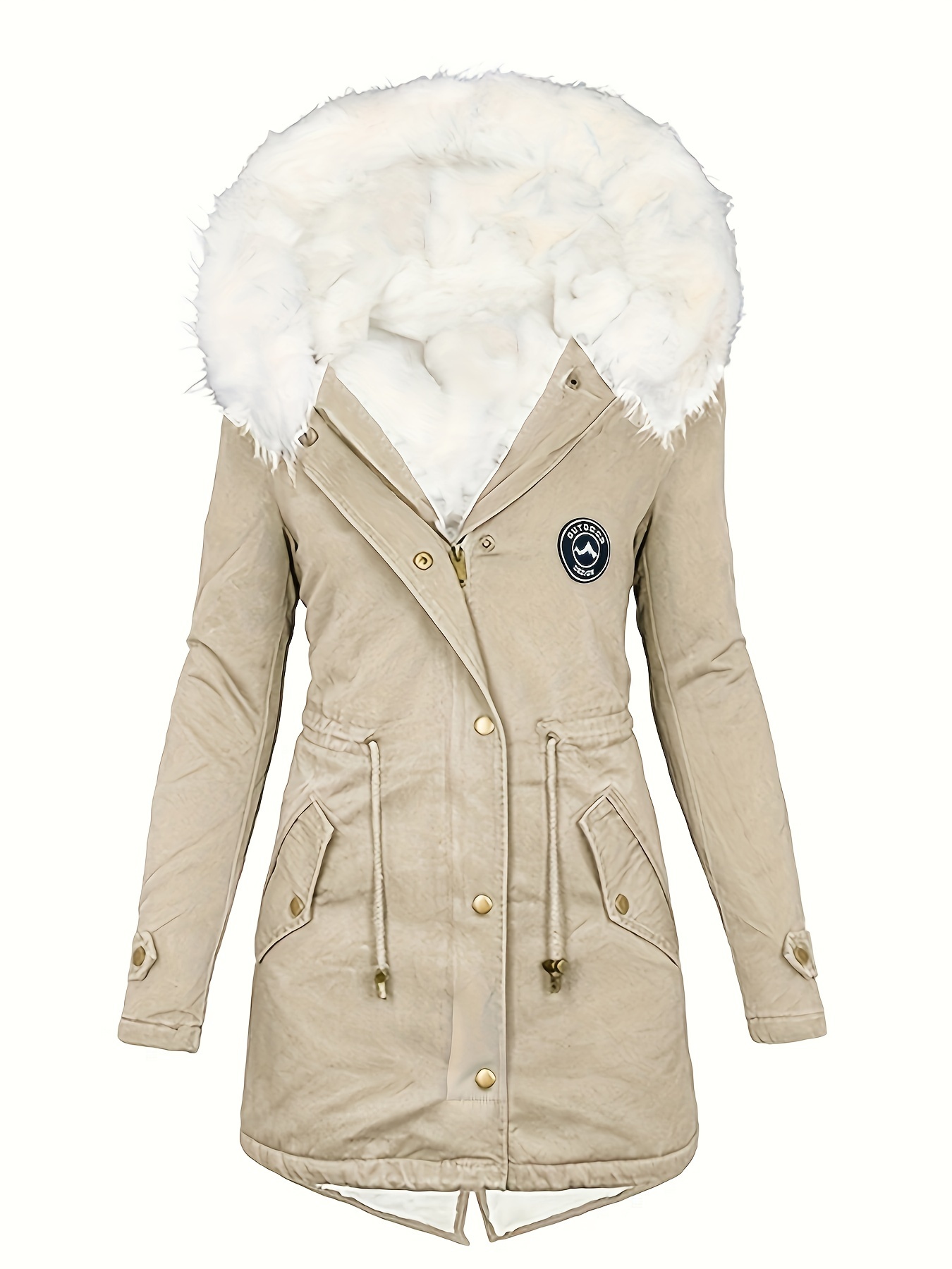Faux fur. Casual winter jacket slightly more stylish and have more comfort  features such as larger hood fur trim on hood. Fashion girl winter clothes. Fashion  coat and hat. Fashion trend. Warming