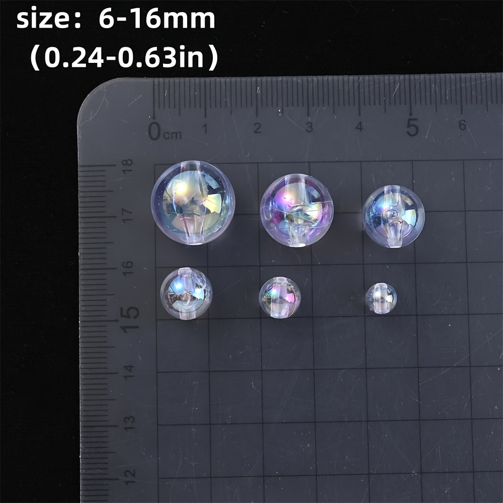 4/6/8/10mm AB Color Clear Shiny Glass Beads, Round Smooth Loose Spacer  Beads For Jewelry Making, DIY Bracelet Necklace Accessories