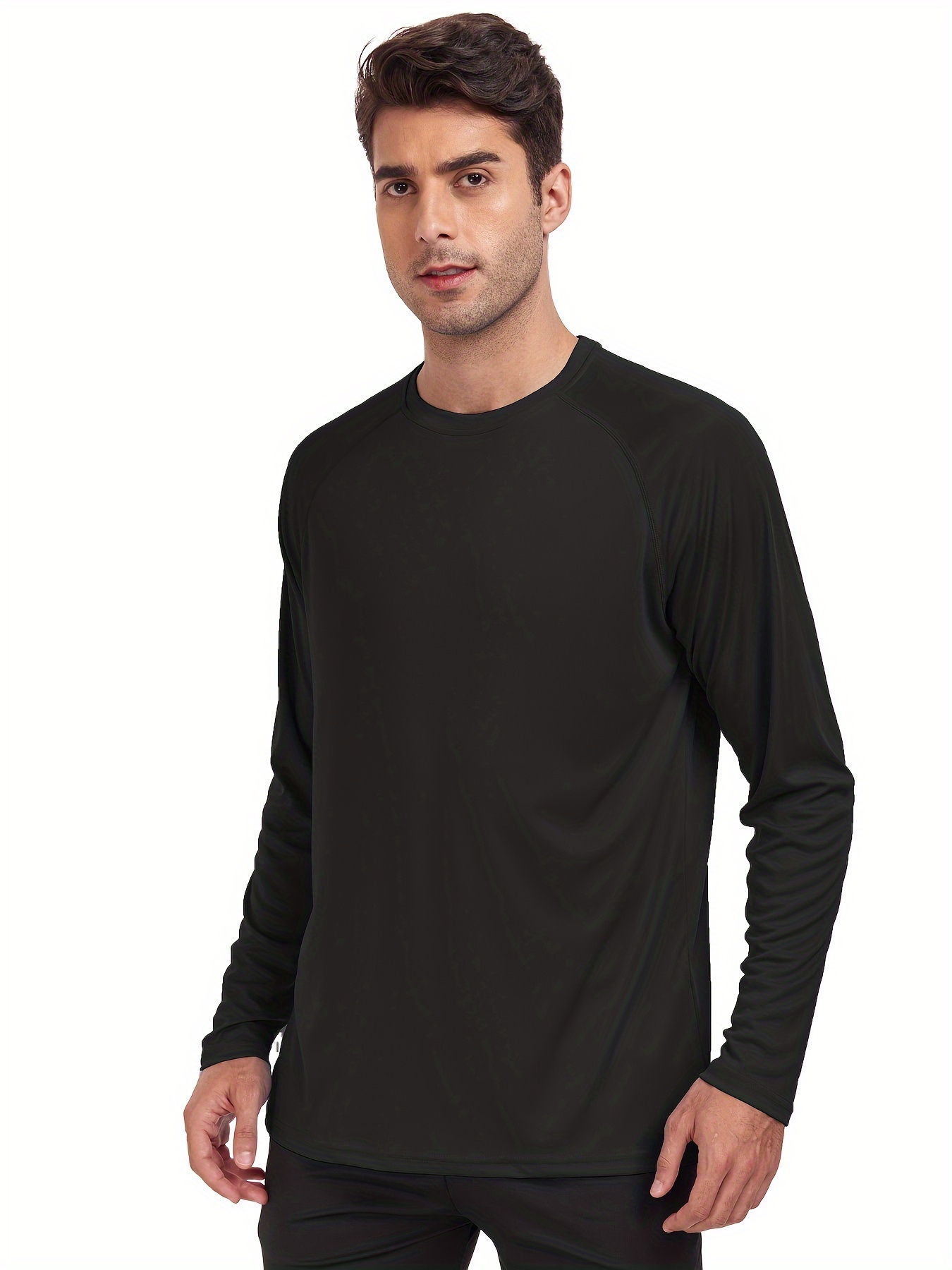 Men's Tactical Shirts Quick Dry UV Protection Breathable Long Sleeve Hiking Fishing Shirts, Black / 2XL