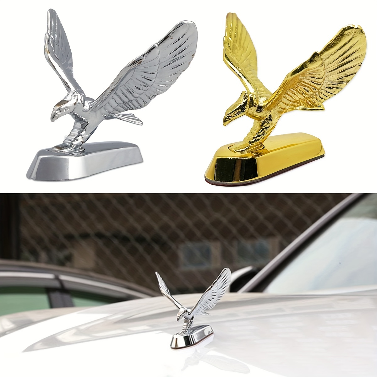 3D-Autoaufkleber aus Metall, fliegender Adler,  Motorhauben-Ornament-Aufkleber, Vogel-Logo, passend für Auto, 3D-Stand,  Motorhaube, Motorhaube