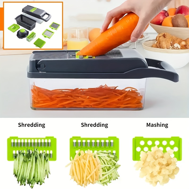 Stainless Steel Grater 6 Sided Blades Vegetables Grater Shredder Carrot  Cucumber Slicer Cutter Box Container Kitchenware