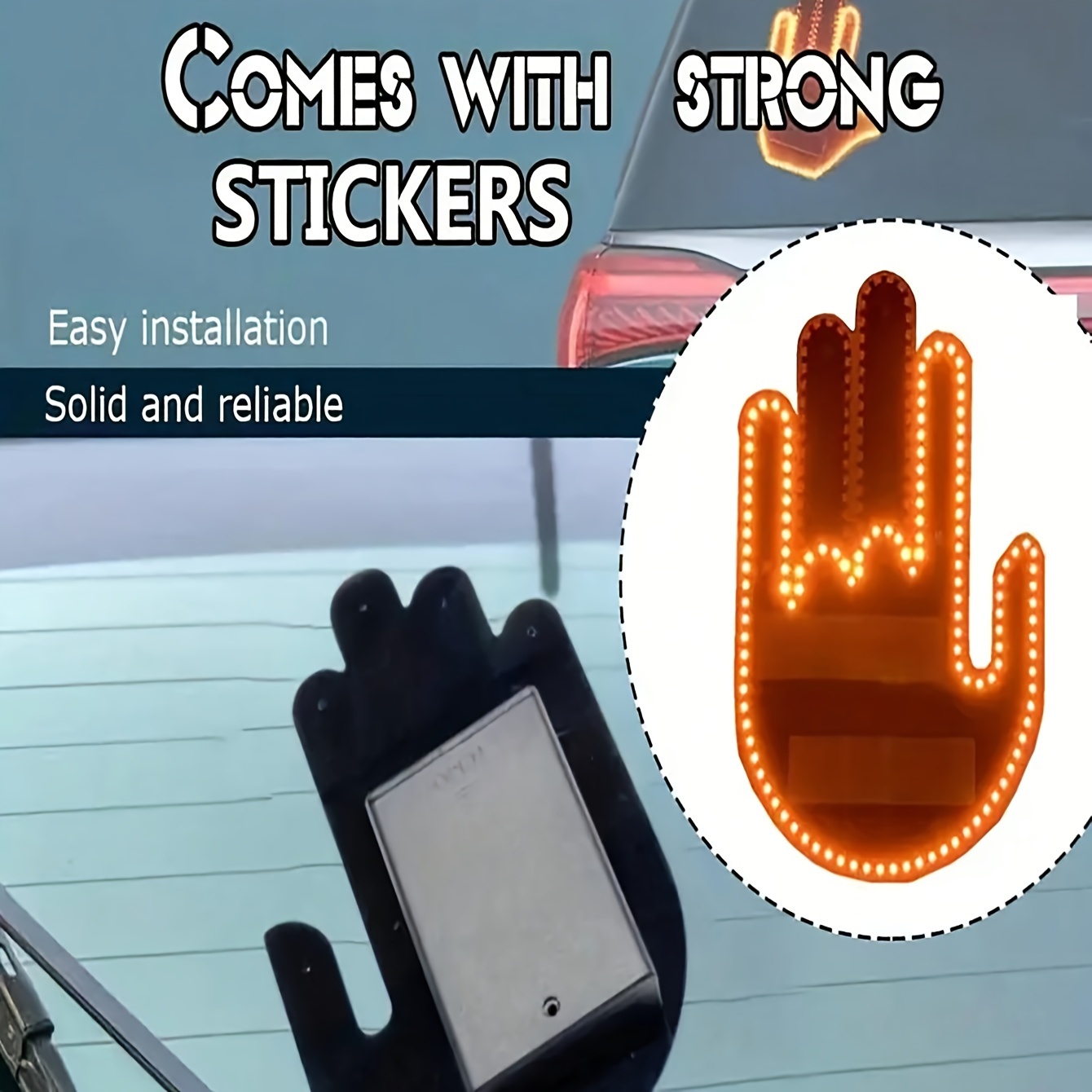 Amber Gesture Light For Car With Remote Road Rage Signs Middle Finger Light  Up Sign Funny Hand Lamp Windshield Warning LED Amber/Multimode