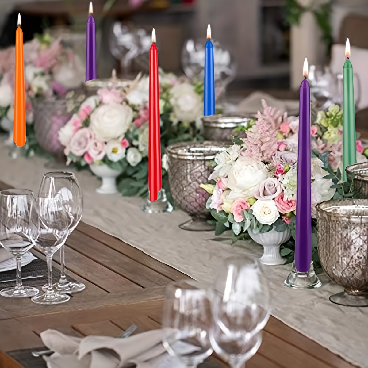 Color Tall Taper Candles (h) Dripless Unscented Dinner - Temu