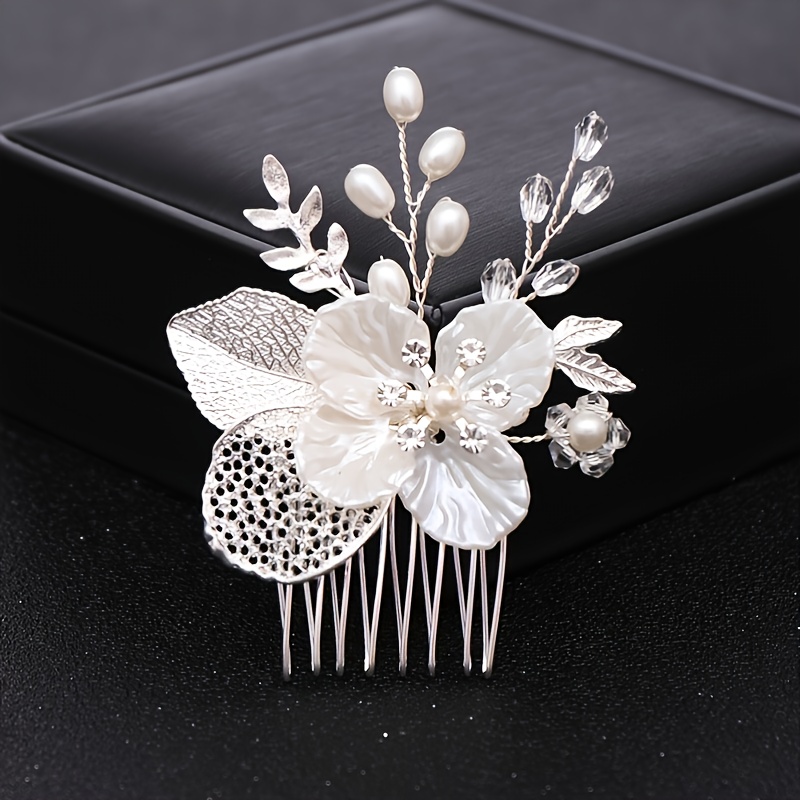 Silver Pearl Crystal Bridal Hair Comb Wedding Accessories