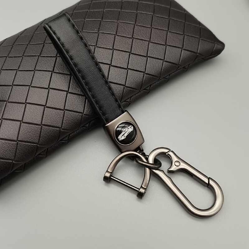 Louis Vuitton Silver LV Leather Rope Key Holder Black Silvery