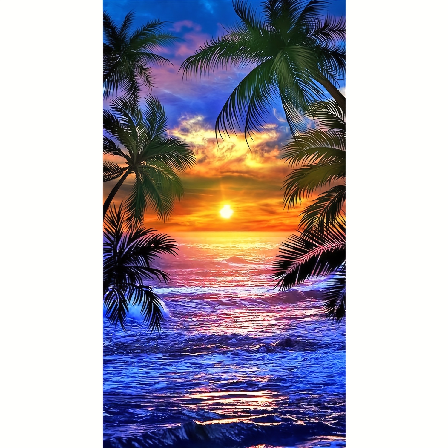 Artificial Diamond Art Painting 5d Beach Sunset Crystal - Temu