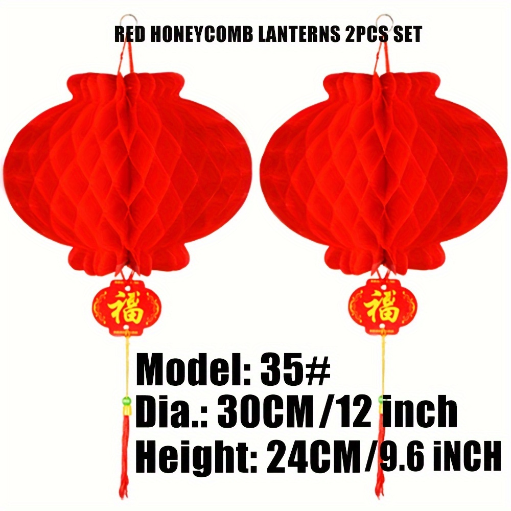 2pcs Red Plastic Honeycomb Lanterns For Wedding New Year Christmas Outdoor Decoration
