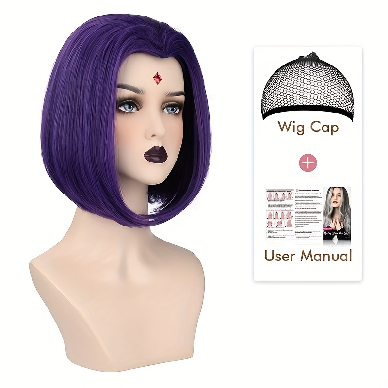 Cosplay Wigs Half Black Half White Wavy Bob Wigs Bangs Temu