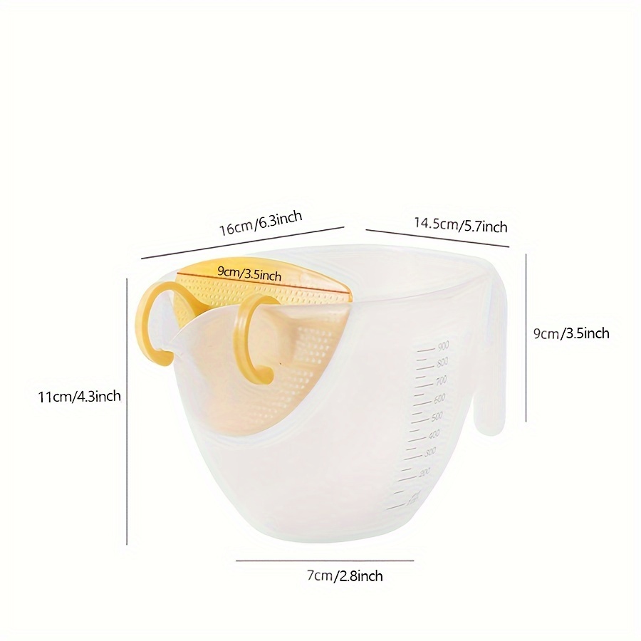 Measuring Cup With Filter, Large Capacity And Graduated Egg Liquid Plastic  Batter Mixing Bowl, Egg Mixing Cup With Filter Screen, - Temu