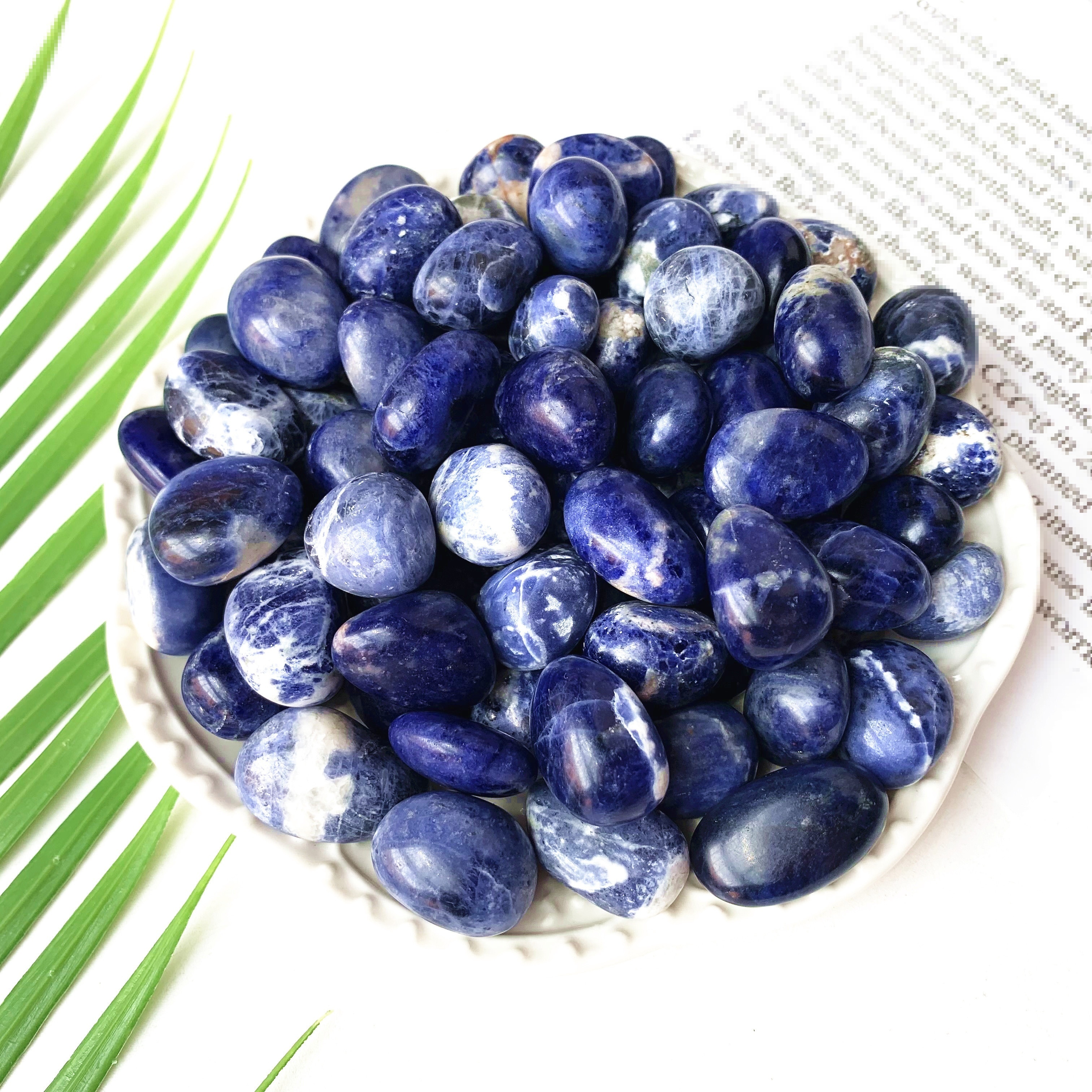 Resonant Energies Dark Blue Sodalite Tumbled Polished Natural Stones, 1 oz  Set, Small Size, Reiki Wicca Chakra Crystal Healing Gemstone, TS5039