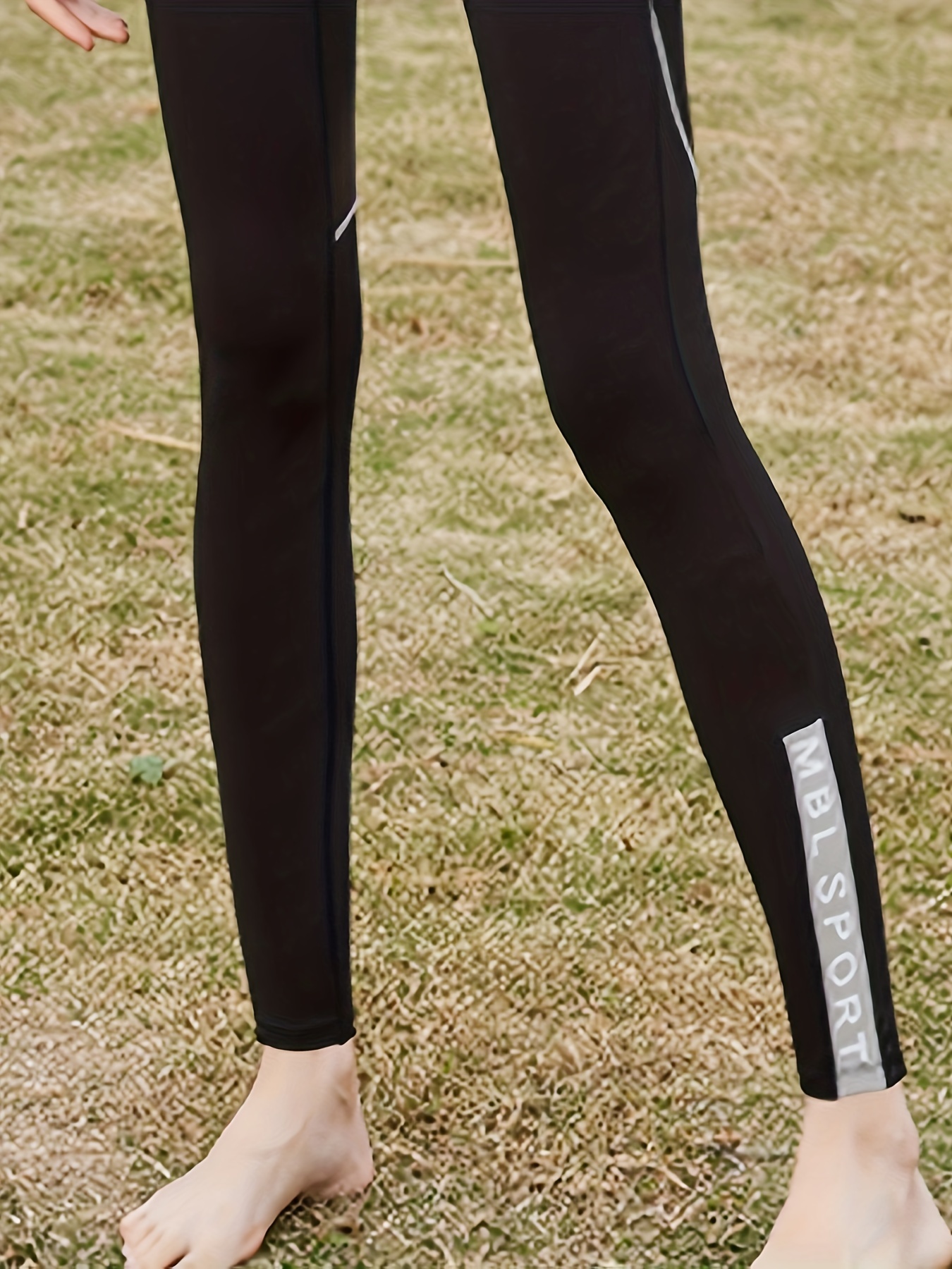 2pc Yoga Sets Block Soft Crop Top & Letter Print Leggings Women's Activewear