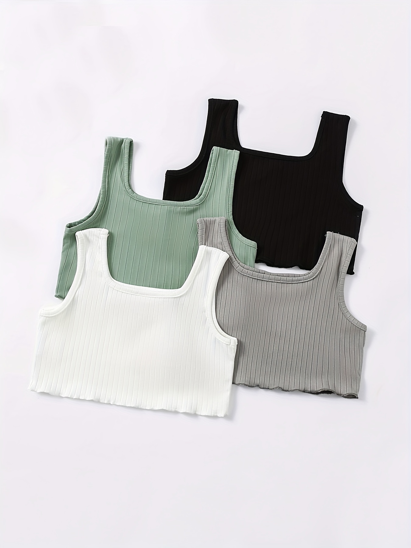 Teen Girls Letter Print Padding Support Sports Camisole Tops