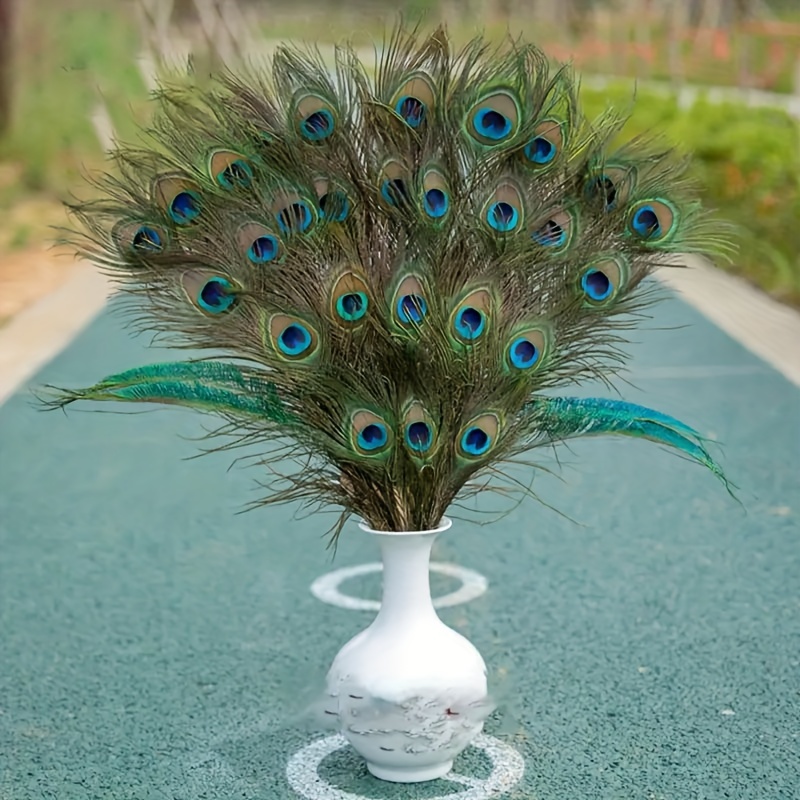 Peacock Decor Christmas Ornaments Artificial Peacock Feather Cilp Ornament  Faux Glitter Blue Peacock with Long Tail Crafts Bulk Christmas Decorations