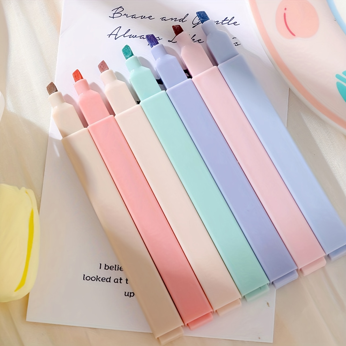 6Pcs/Set Kwaii Writing Double Tip Highlighter Pen Macaron Color Japanese  Manga Markers Midliner Pastel highlighters - AliExpress