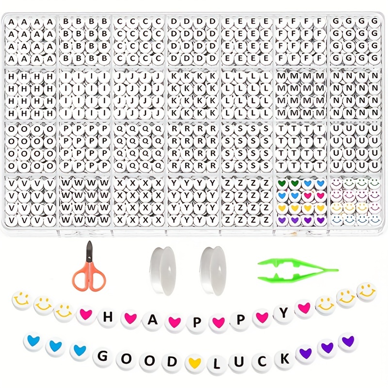 28 Styles Colorful Letter Beads Smiling Face Beads For - Temu