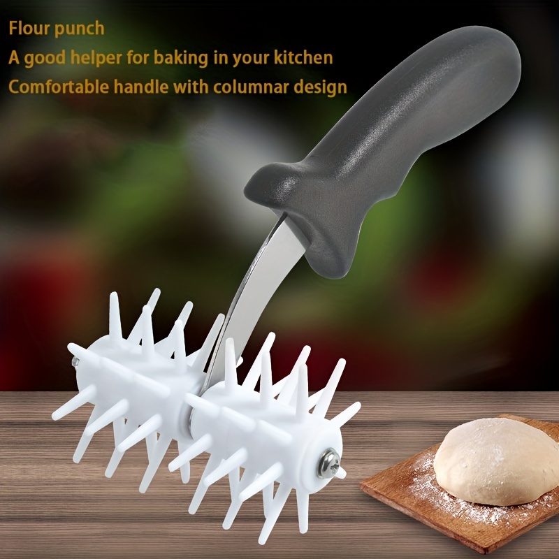 Stainless Steel Pastry Docker Roller Lattice Cutter Needle Pin Punch Pizza  Dough Cutter with Wooden Handle Puncher Docking Tool