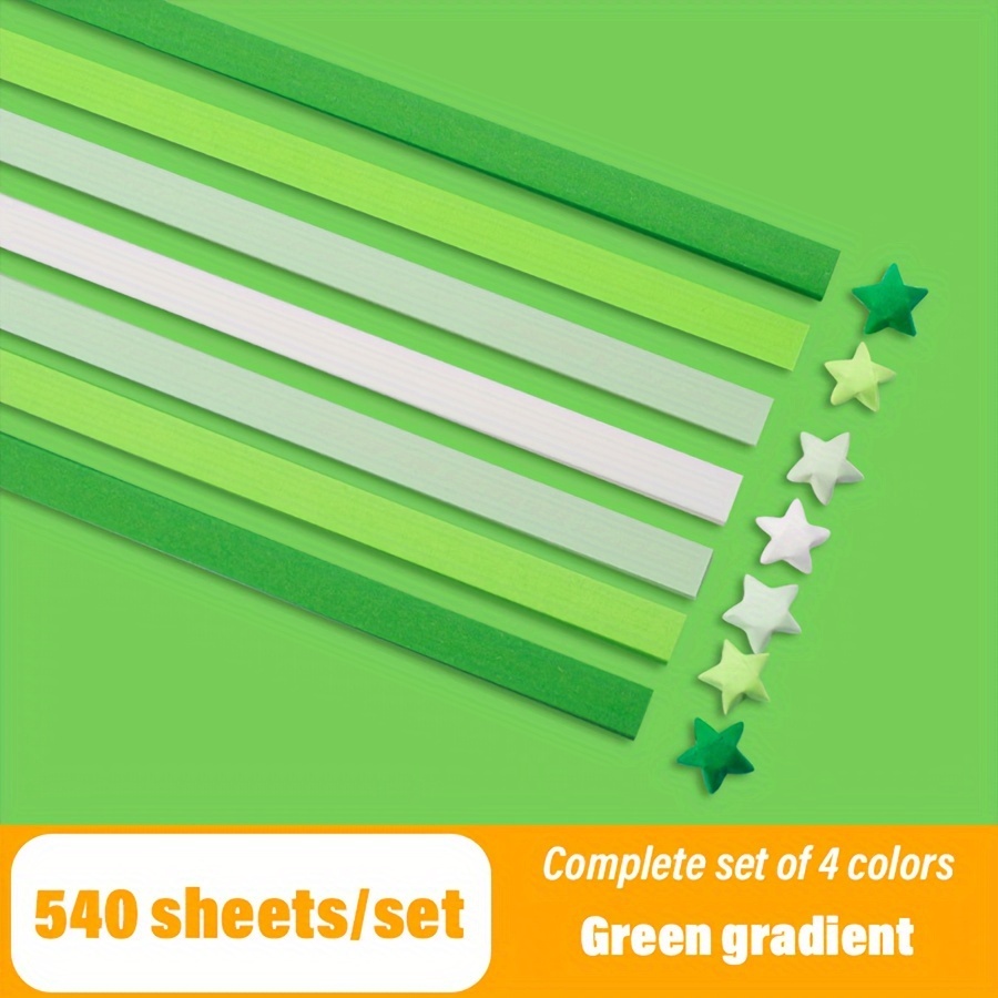 5 Colors 540 Sheets Star Origami Paper Green Solid Color Gradient Color Star  Paper Strip Double Sided Origami Stars Paper Solid Color Lucky Star  Decoration Paper Strips DIY Hand Art Crafts