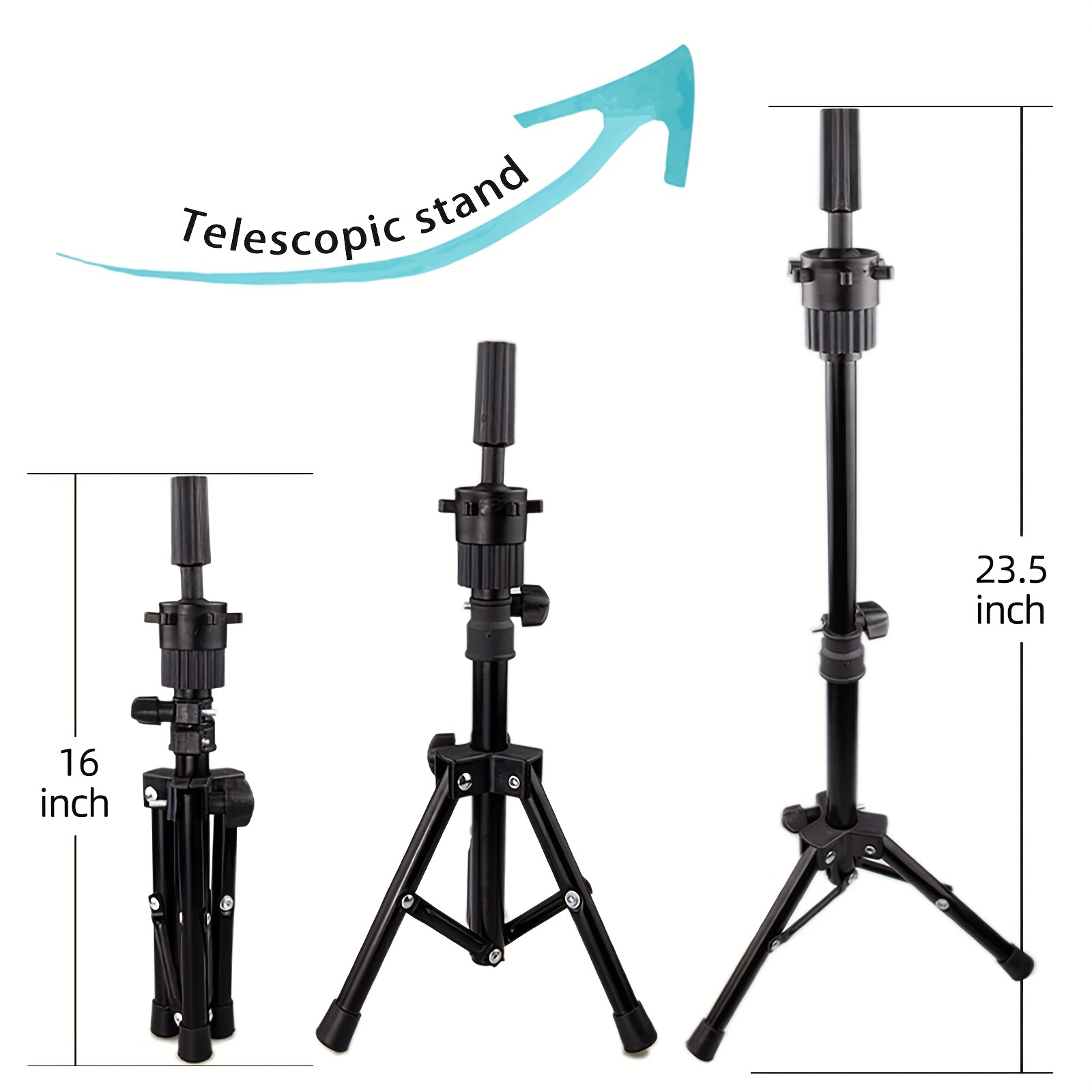 Adjustable Mannequin Head Foldable Wig Stand Tripod For