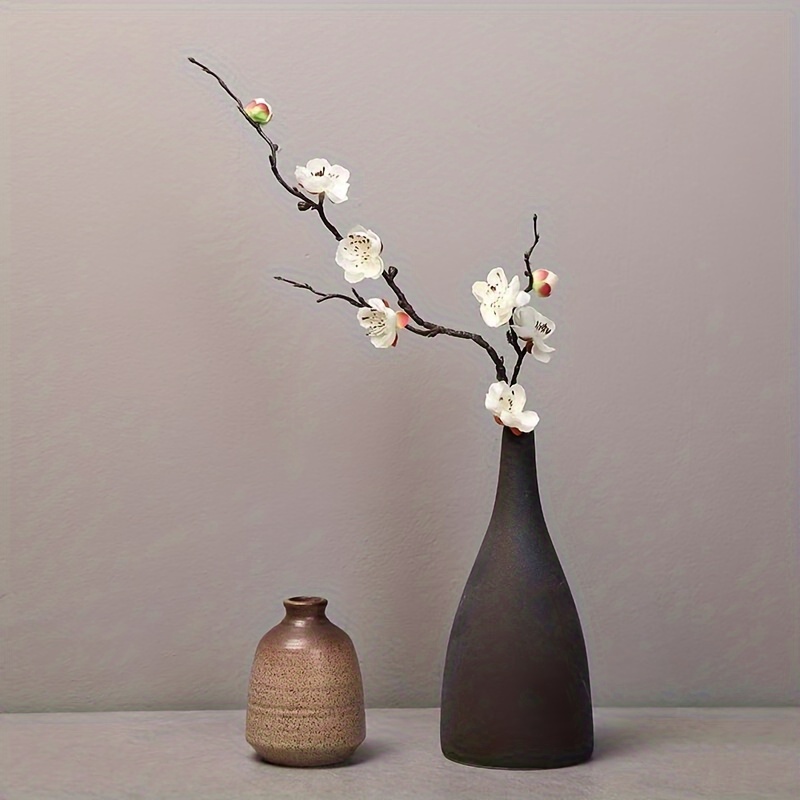 Image of 1pc Simulated Plum Branch Chinese Style Small Winter Plum Simulation Flower Zen Living Room Decoration Simulation Plum Plastic Decorative Flower