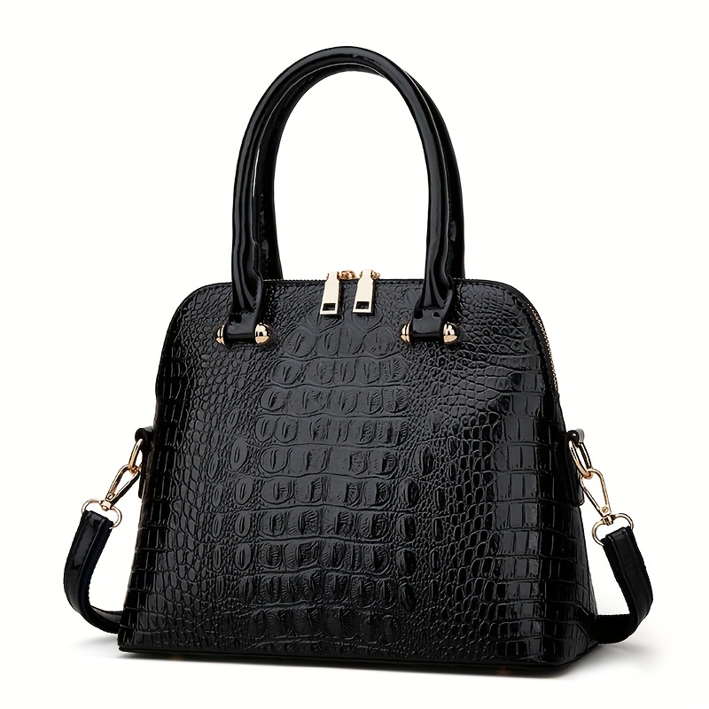 Crocodile Pattern Tote Bag Luxury Top Handle Satchel Bag - Temu