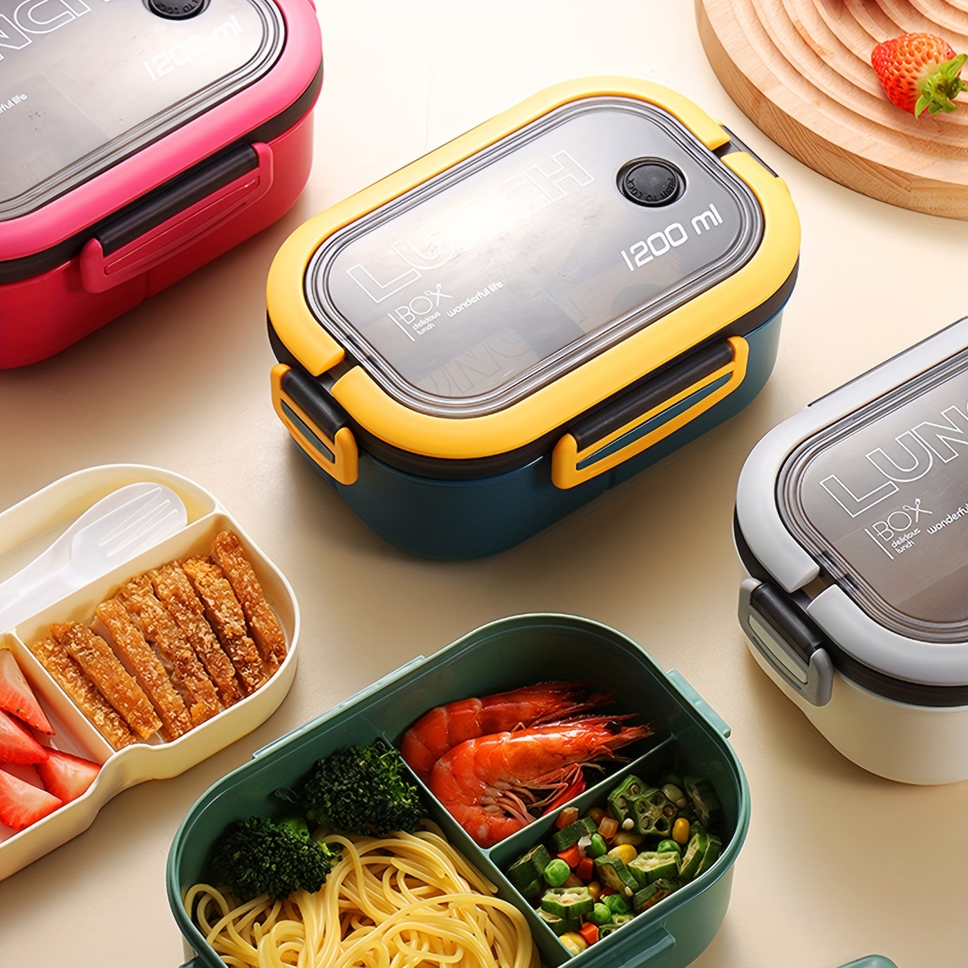 1pc 1300ml Portable Stainless Steel Lunch Box For Adult, Student, Travel  With Lid And Noodle Bowl