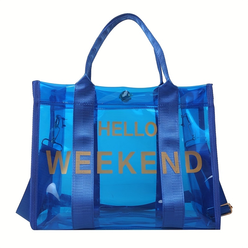 Transparent Summer Beach Bag, Large Capacity Tote Bag, Waterproof Shoulder  Bag For Travel, Concert - Temu United Arab Emirates