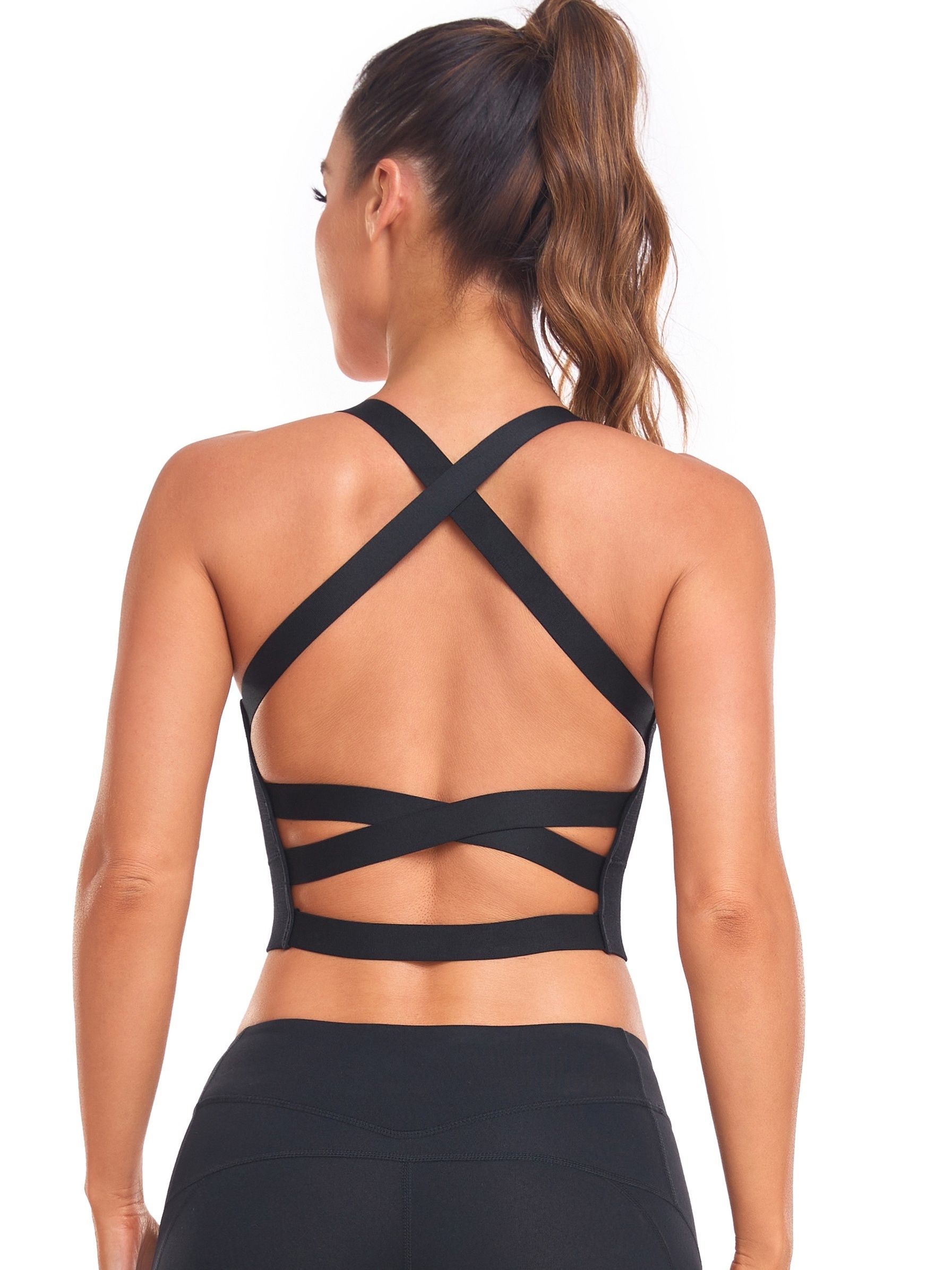Sexy Criss Cross Bandage Fitness Vest for Women Shock-proof Training Sports  Underwear Tank Back Novelty Sports Bras 