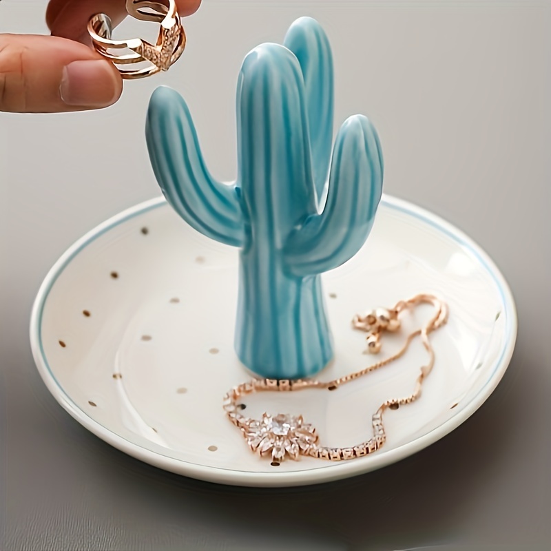 1pc Cactus Ring Holder Dish For Jewelry, Ceramic Ring Holders, Trinket  Tray, Home Decor, Christmas Gift, New Year Gift, Gift For Woman, Gift For  Man