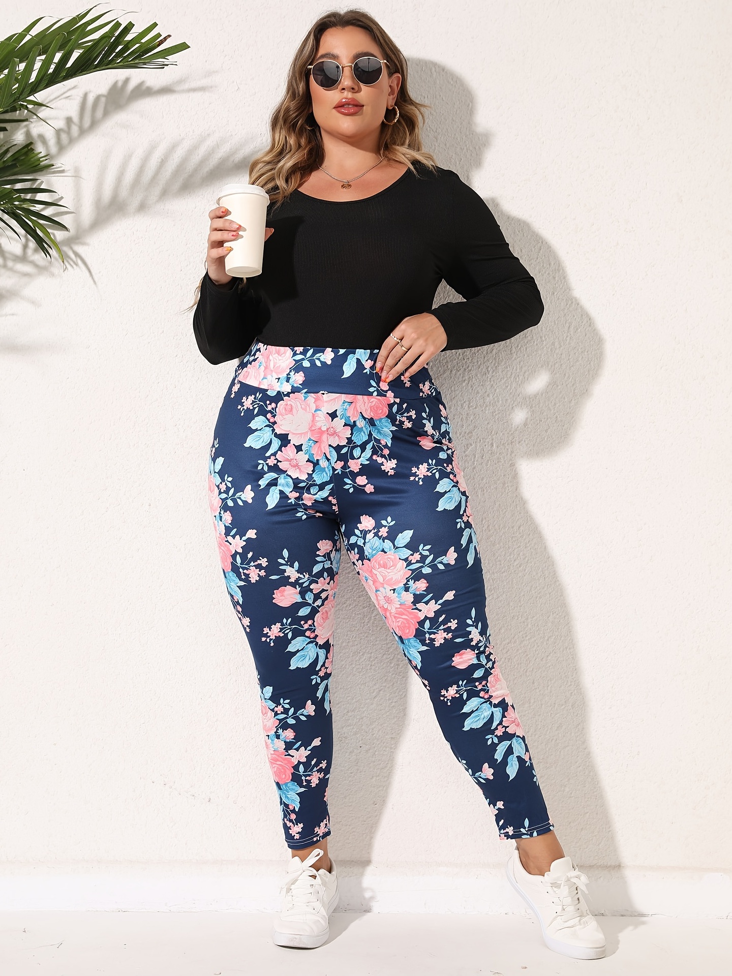 plus size floral leggings