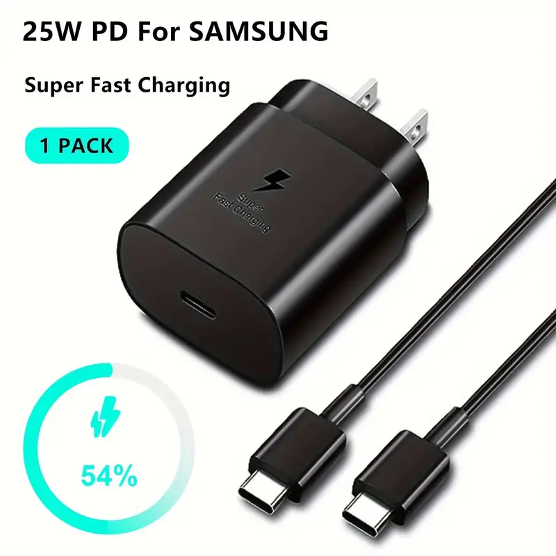 Cargador tipo C de carga rápida, paquete de 25 W, bloque de carga súper  rápida para teléfono con cable de cargador USB C de 6.6 pies para Samsung