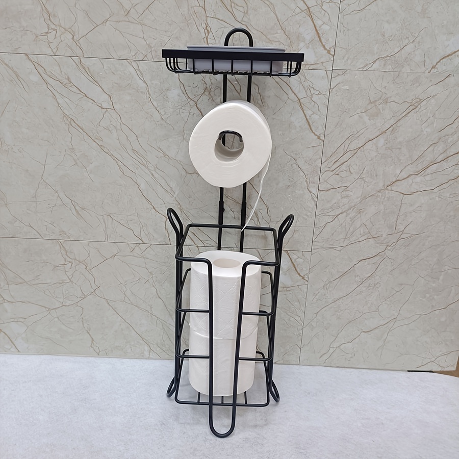 Brushed Nickel Toilet Paper Holder Stand With Storage For 7 - Temu