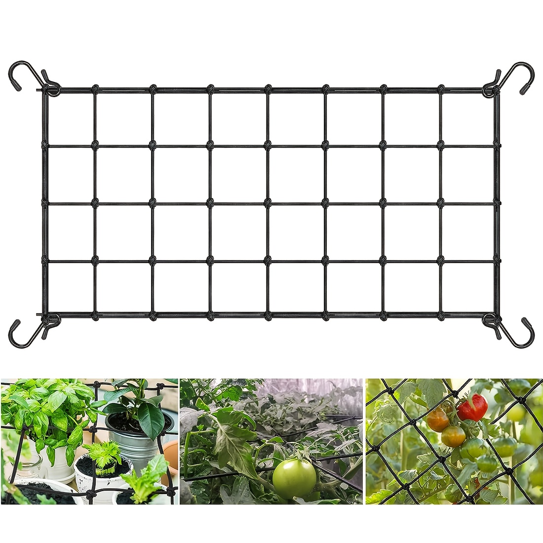 

1 Pack, Elastic Trellis Netting With 4 Hooks For Climbing Plants, Vegetables, Fruits, And Flowers, Heavy Duty Elastic Net For Indoor Plant Growing Tents