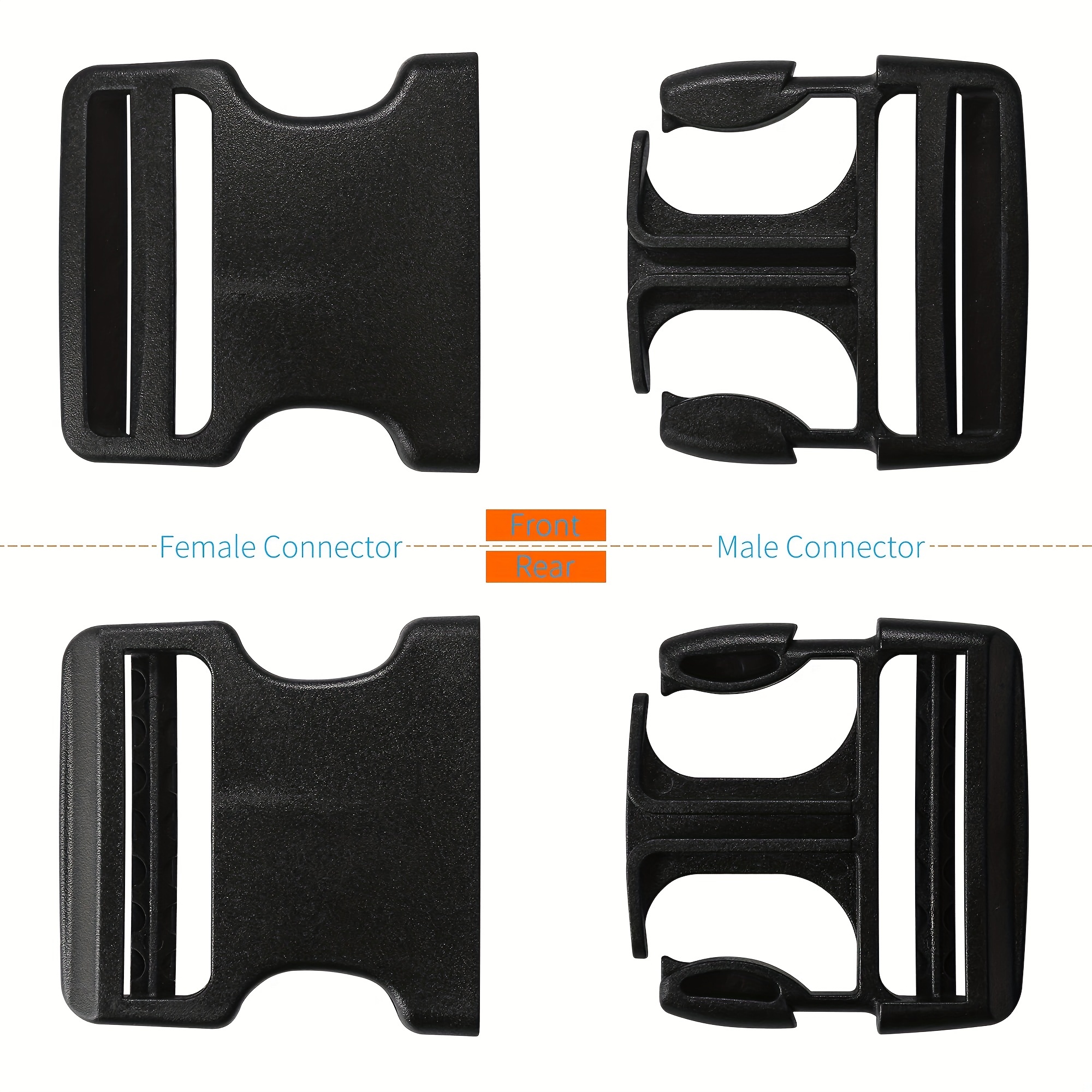 Quick Side Release Buckle for 1 inch Strap, 2 Set Plastic Replacement  Buckles Dual Adjustable No Sewing Clips Snaps Heavy Duty for 1'' Nylon  Webbing
