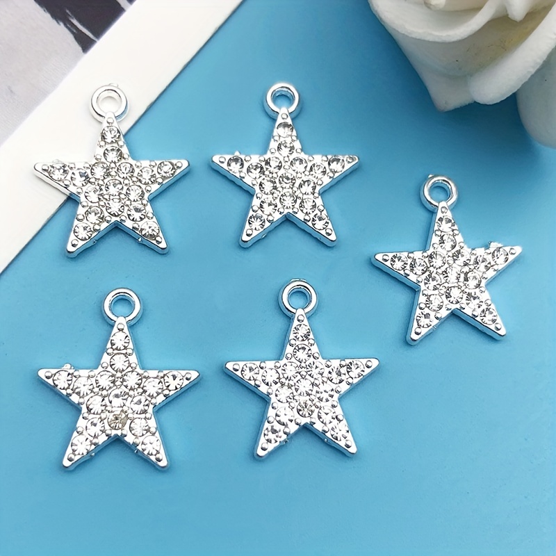 30pcs 23x10mm Charms Shining Stars Charms Hollow Alloy Star Pendant For  Jewelry Making DIY Jewelry Findings Antique Silver Color Alloy Charms