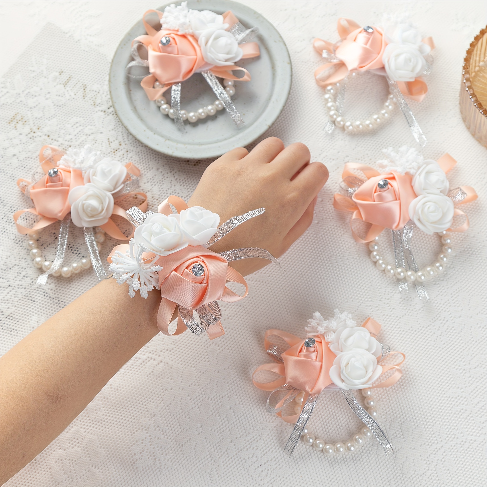 Wrist Corsage Bracelets With Ribbon Wristband Bridal - Temu