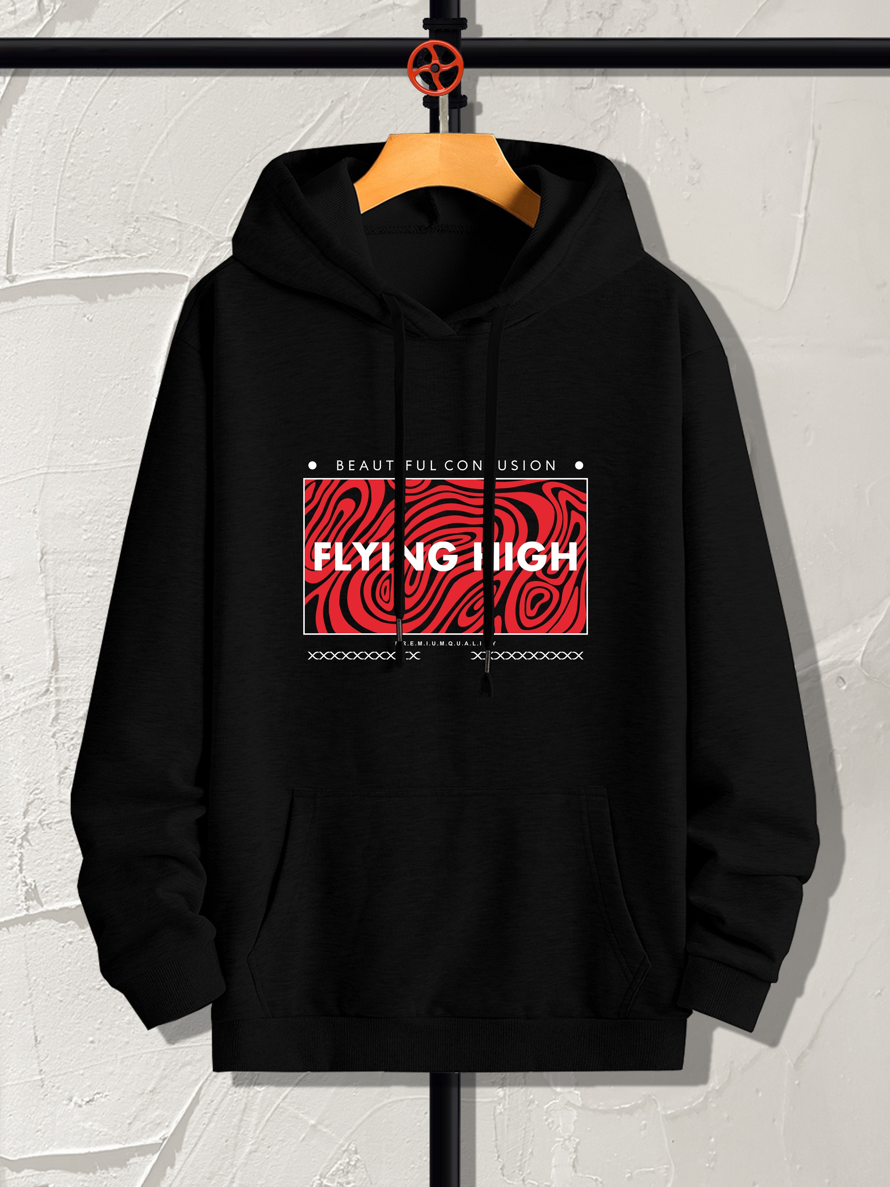 Flying High Pattern Print Hoodie, Cool Hoodies For Men, Men's